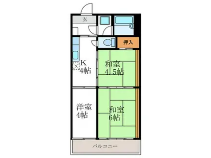 コーポエル(3K/4階)の間取り写真