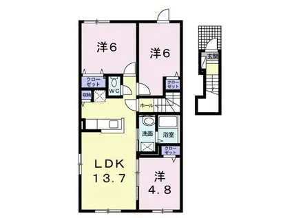 ＪＲ室蘭本線 白老駅 徒歩14分 2階建 築4年(3LDK/2階)の間取り写真