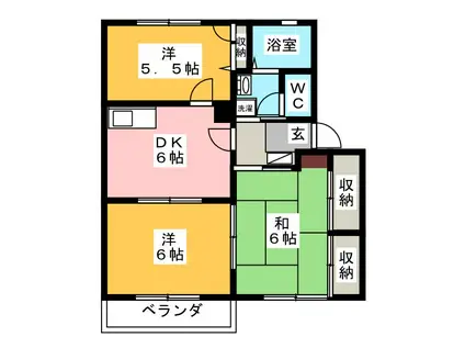 パインツリー1(3DK/1階)の間取り写真