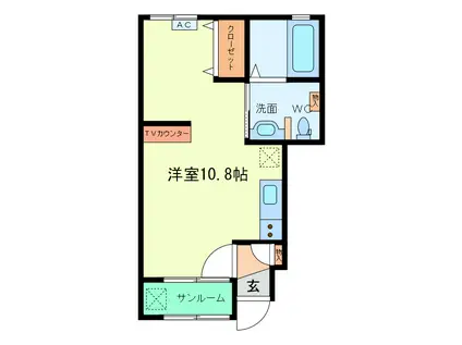 セレスティーヌ(ワンルーム/1階)の間取り写真