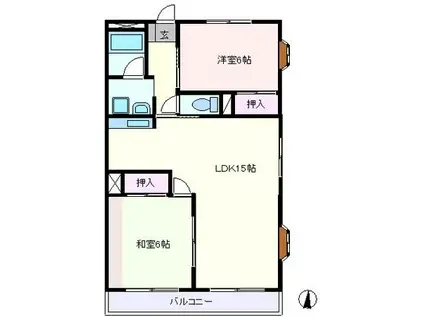 グランドール上沖1(2LDK/3階)の間取り写真