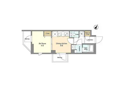 ドゥーエ曳舟II(1DK/2階)の間取り写真