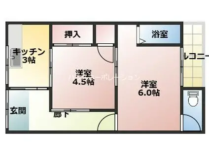 コーポ立花(2K/2階)の間取り写真