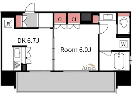 リーガル靭本町(1DK/3階)の間取り写真