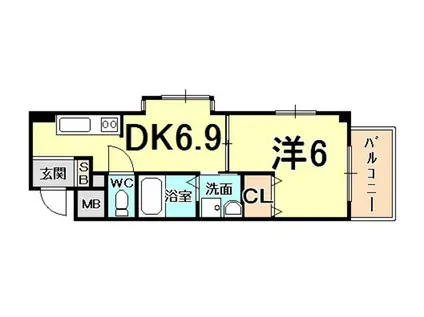ラウル甲子園口(1DK/2階)の間取り写真