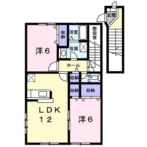 シンサリティ.MII A(2LDK/2階)の間取り写真