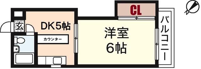 迫マンション(1DK/5階)の間取り写真