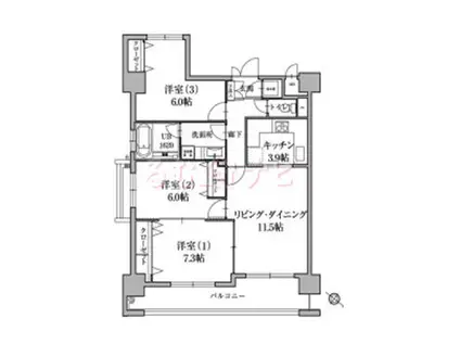 レジデンツァ大橋(3LDK/4階)の間取り写真