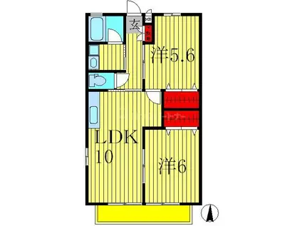 ベルウッドB(2LDK/2階)の間取り写真