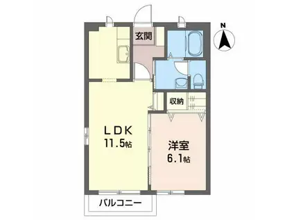 ルガール大谷B(1LDK/1階)の間取り写真