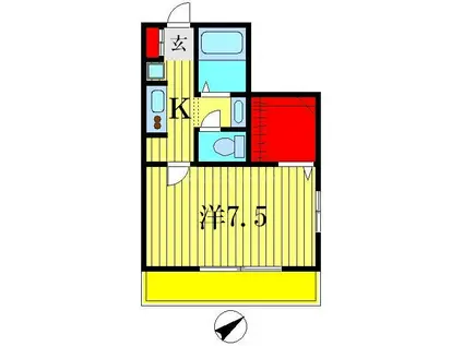 TOMORROW HOUSE II(1K/2階)の間取り写真