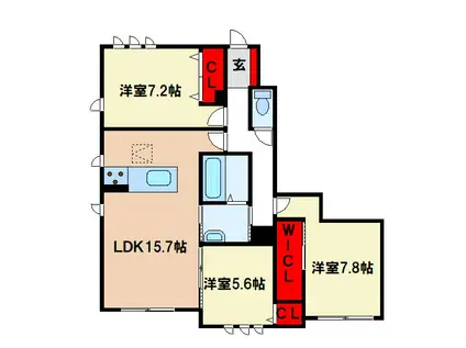 シャーメゾン・K(3LDK/1階)の間取り写真