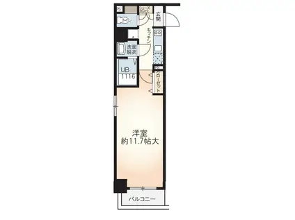 ミモサ中津(1K/6階)の間取り写真