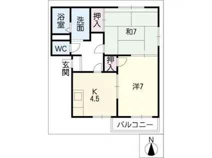 雅ハイツ(2K/1階)の間取り写真