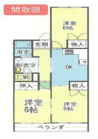 不二家 小島ハイツ(3DK/3階)の間取り写真