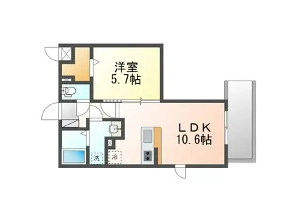 RATIO WELL(1LDK/2階)の間取り写真