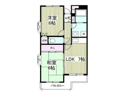 シティーハイムM(2DK/1階)の間取り写真