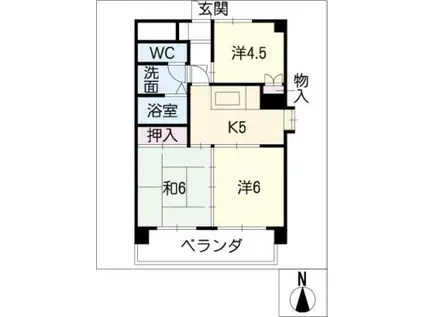 ドヌール諏訪(3K/4階)の間取り写真