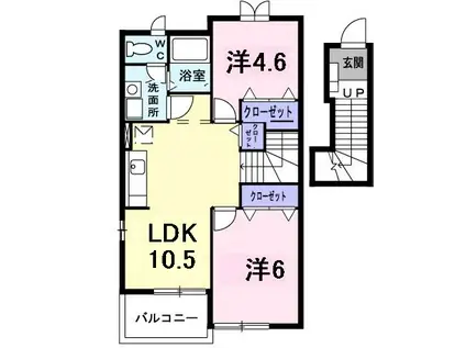 ソレーユシャンブル354A(2LDK/2階)の間取り写真