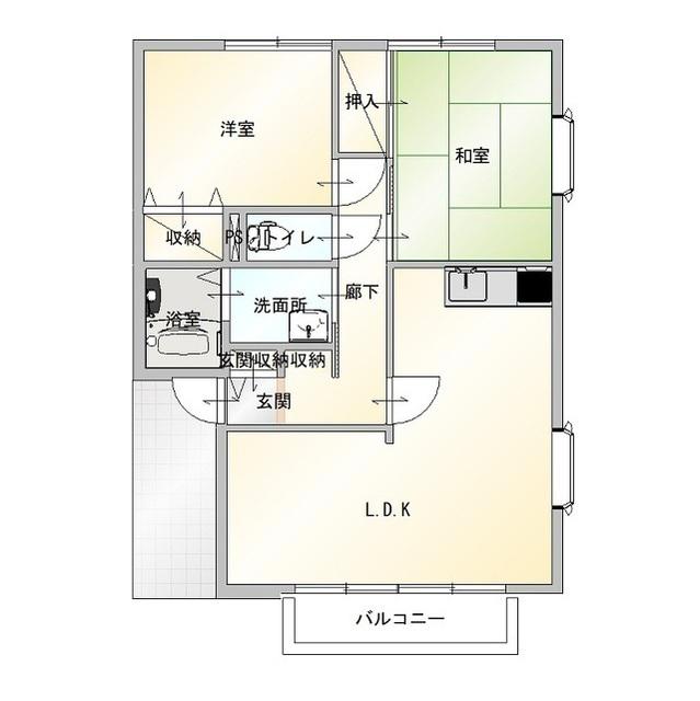 サンガーデンイママンF(2LDK/2階)の間取り写真