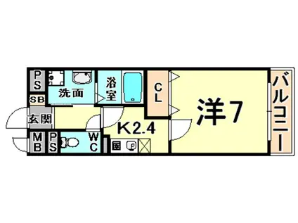 エテルノ昆陽3(1K/2階)の間取り写真