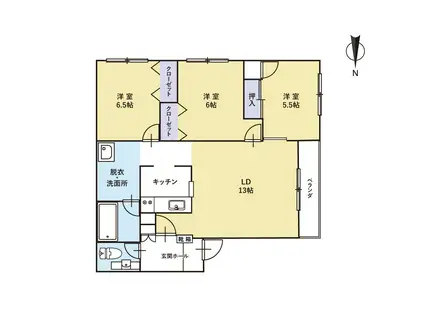 エクセルハイツ(3LDK/1階)の間取り写真