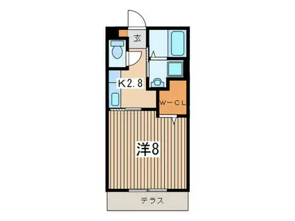 A.ROSE(1K/1階)の間取り写真