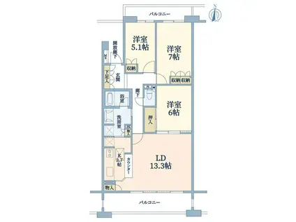 吉祥寺南パークホームズ(3LDK/2階)の間取り写真