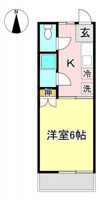 カワイハイツ(1K/2階)の間取り写真