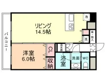 ファースト・レーベン新富町(1LDK/6階)の間取り写真