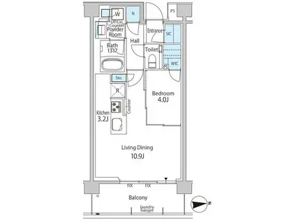 グリーンレジデンス赤坂(1LDK/4階)の間取り写真