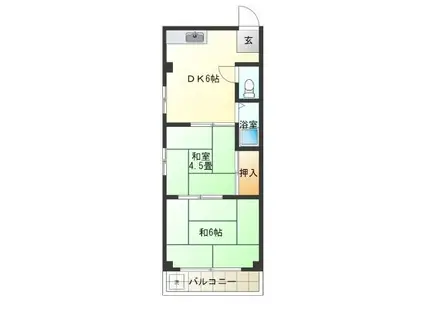 ツイン20(2DK/4階)の間取り写真