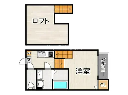 ハーモニーテラス和白XII(1K/1階)の間取り写真