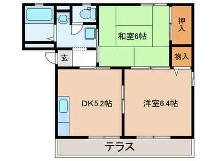 フレグランス谷御所A(2DK/1階)の間取り写真