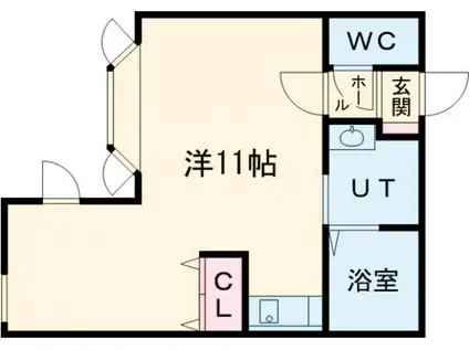 エルム医大前B棟(ワンルーム/1階)の間取り写真