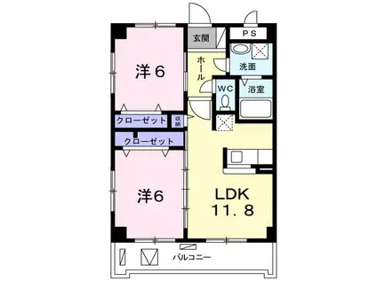 サザンブリーズ(2LDK/2階)の間取り写真