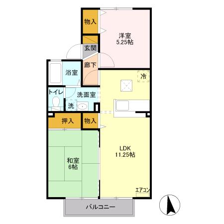 アネックス A(2LDK/1階)の間取り写真
