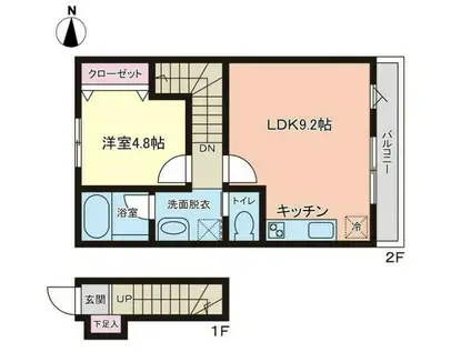 PREMORY名取駅前 B(1LDK/2階)の間取り写真
