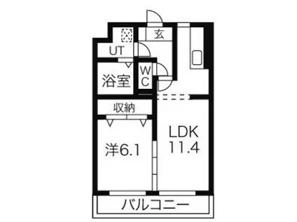 グランシティB(1LDK/1階)の間取り写真
