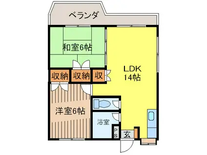 キャンパスサイドシタール(2LDK/4階)の間取り写真