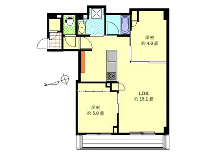 アトラスタワー五反田(2LDK/25階)の間取り写真