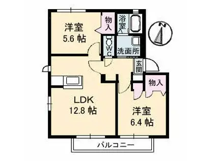 SQUARE35F棟(2LDK/2階)の間取り写真