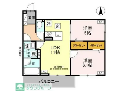 エリシアガーデン(2LDK/3階)の間取り写真