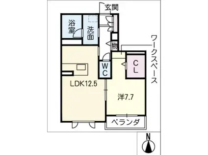 ルプルス吹上(1LDK/2階)の間取り写真