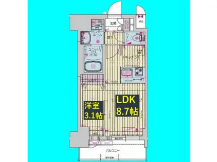 プレサンス桜山駅前アフォード(1LDK/2階)の間取り写真