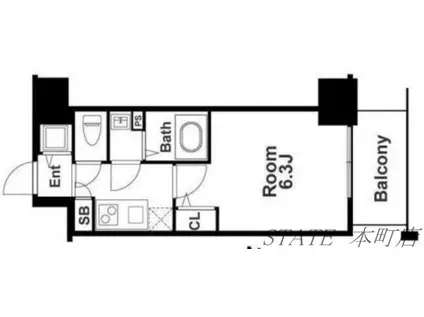 エスリード難波セントラル(1K/11階)の間取り写真