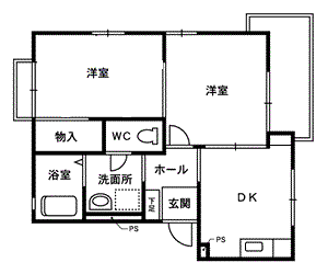 ガーデンヒルズI(2DK/2階)の間取り写真