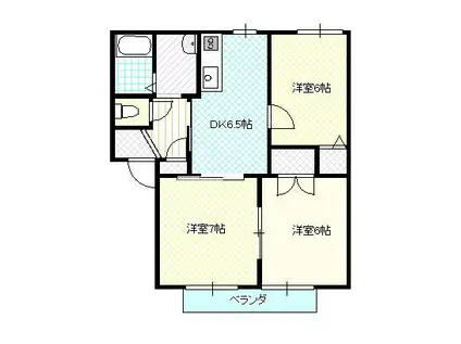 ラフォーレHARADA(3DK/2階)の間取り写真