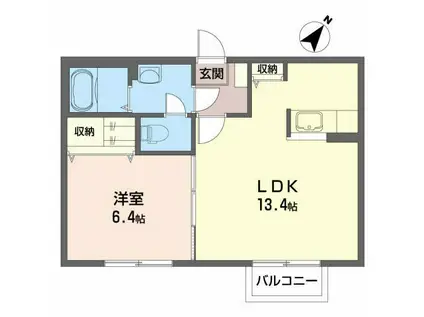 ＪＲ東北本線 須賀川駅 車で7分 2階建 築16年(1LDK/1階)の間取り写真