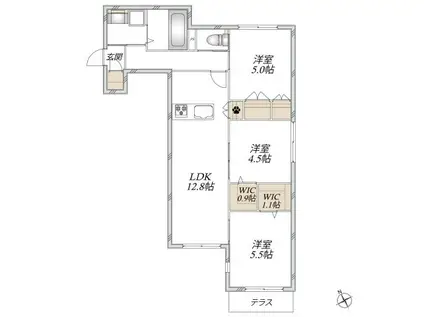 TIAMAT(3LDK/1階)の間取り写真